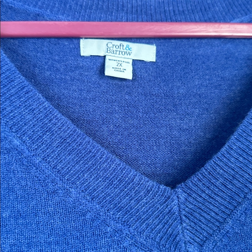 Croft and Borrow Red and Blue 2x Sweater Set v-neck NWT - Picture 6 of 6